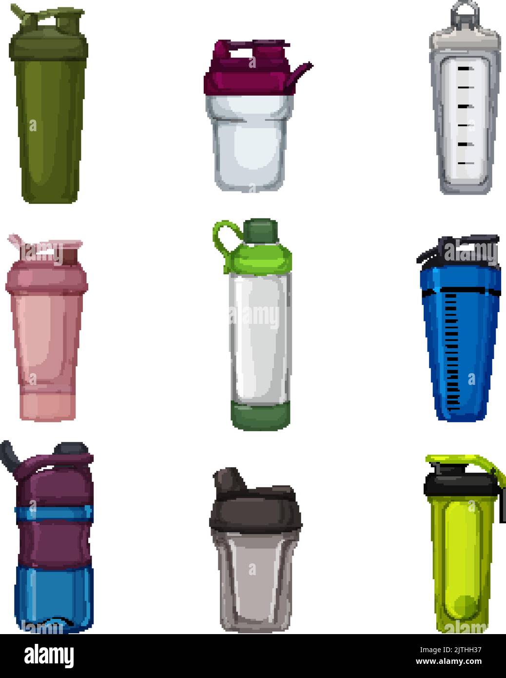 Protein Shaker Set Cartoon Vector Illustration Stock Vector Image And Art