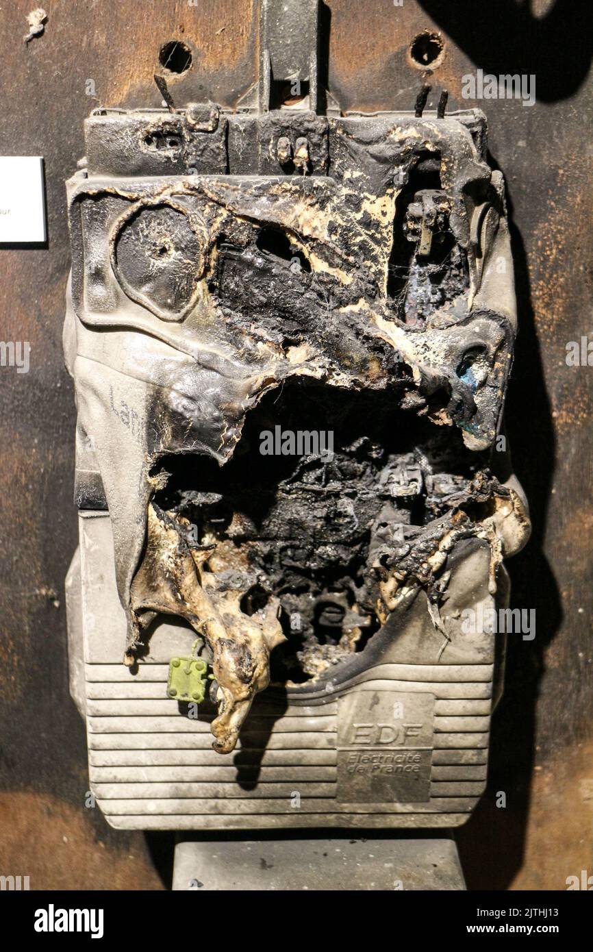 Lightning strikes circuit breakers damaged Stock Photo Alamy