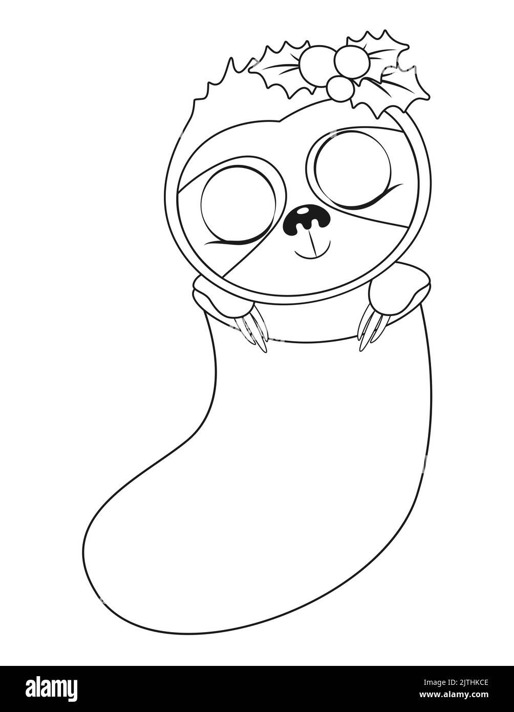 Christmas baby sloth colouring book page Stock Vector Image & Art - Alamy