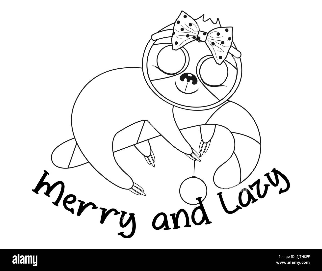 Christmas baby sloth colouring book page Stock Vector Image & Art - Alamy