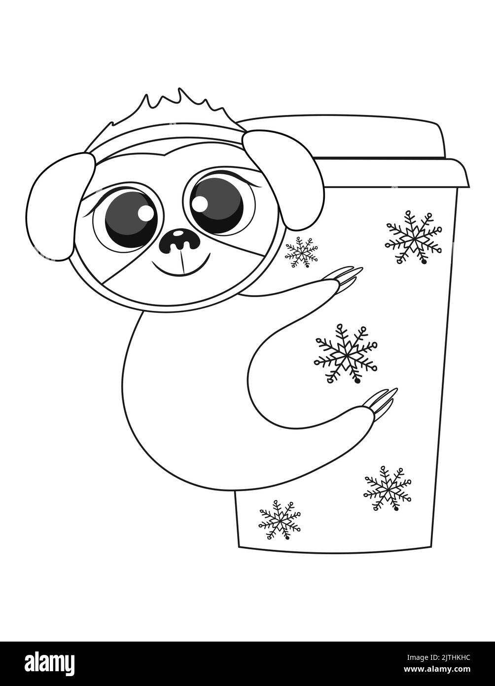 Christmas baby sloth colouring book page Stock Vector Image & Art - Alamy