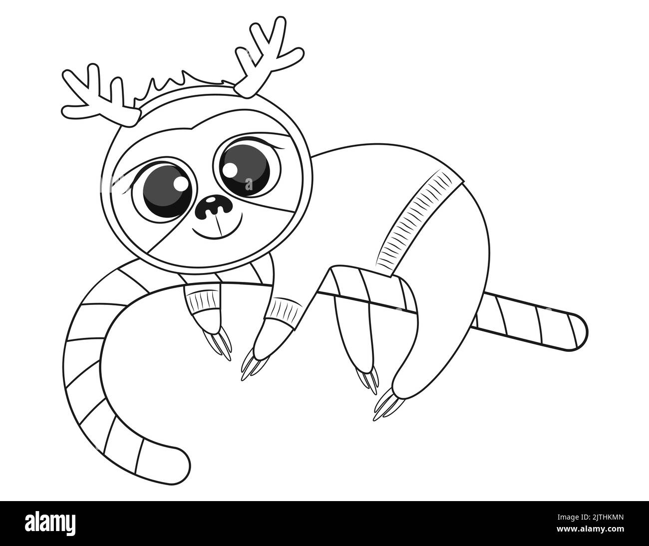 Christmas baby sloth colouring book page Stock Vector Image & Art - Alamy