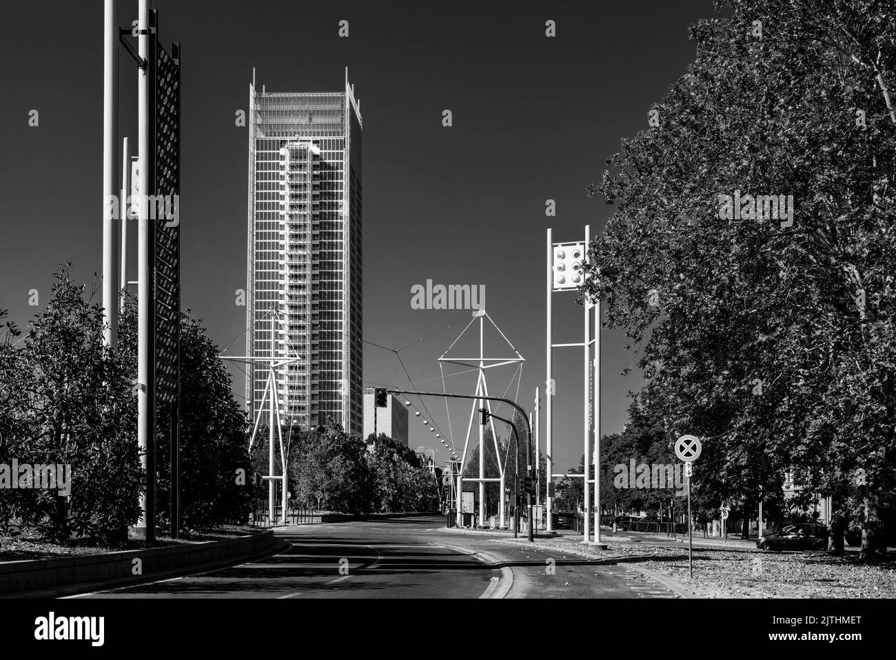 Turin, Piedmont, Italy - July 16, 2022. View of the Intesa Sanpaolo skyscraper, one of the tallest buildings in the city. Urban panorama. Stock Photo