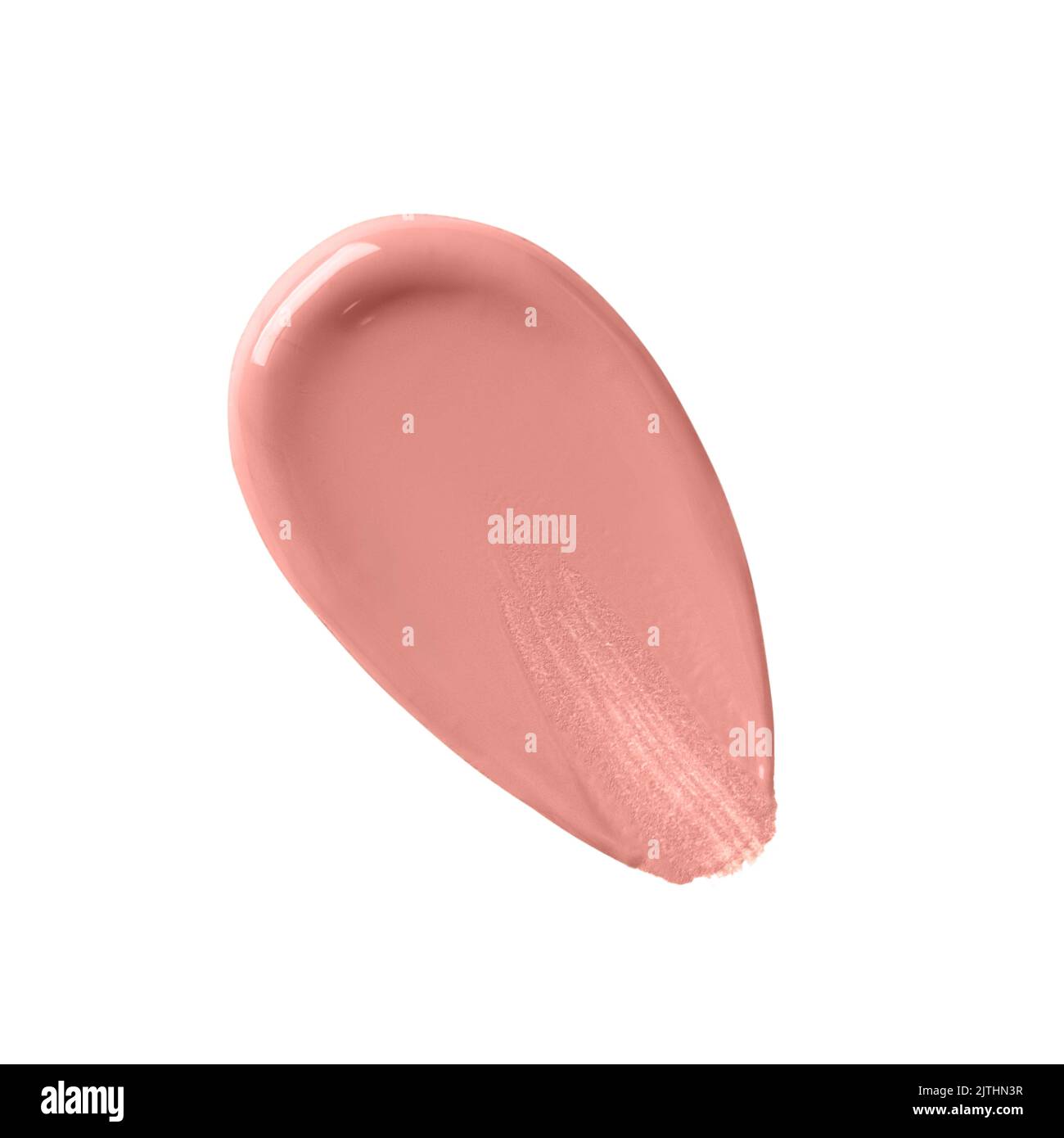 Liquid foundation smear isolated on white background. Ligh pink liquid