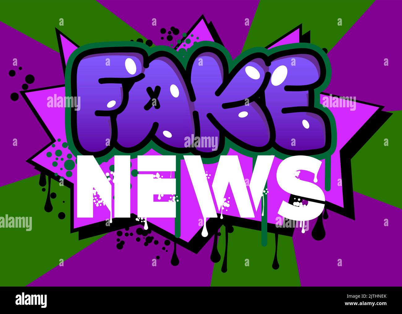 Fake News Graffiti tag. Abstract modern street art decoration performed