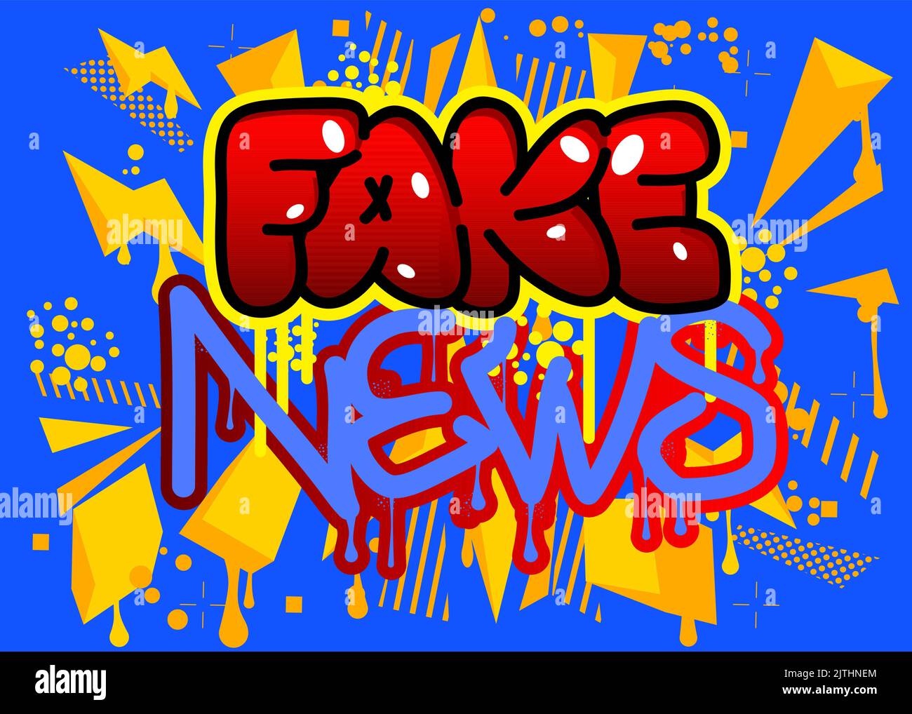 Fake News Graffiti tag. Abstract modern street art decoration performed