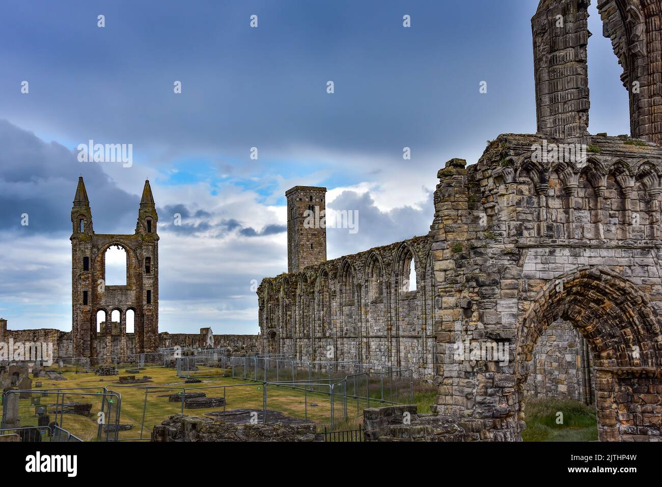 The ruins of St Andrews Cathedral in the Scottish town of St Andrews in the Fife Council Area, Scotland, Great Britain, United Kingdom Stock Photo