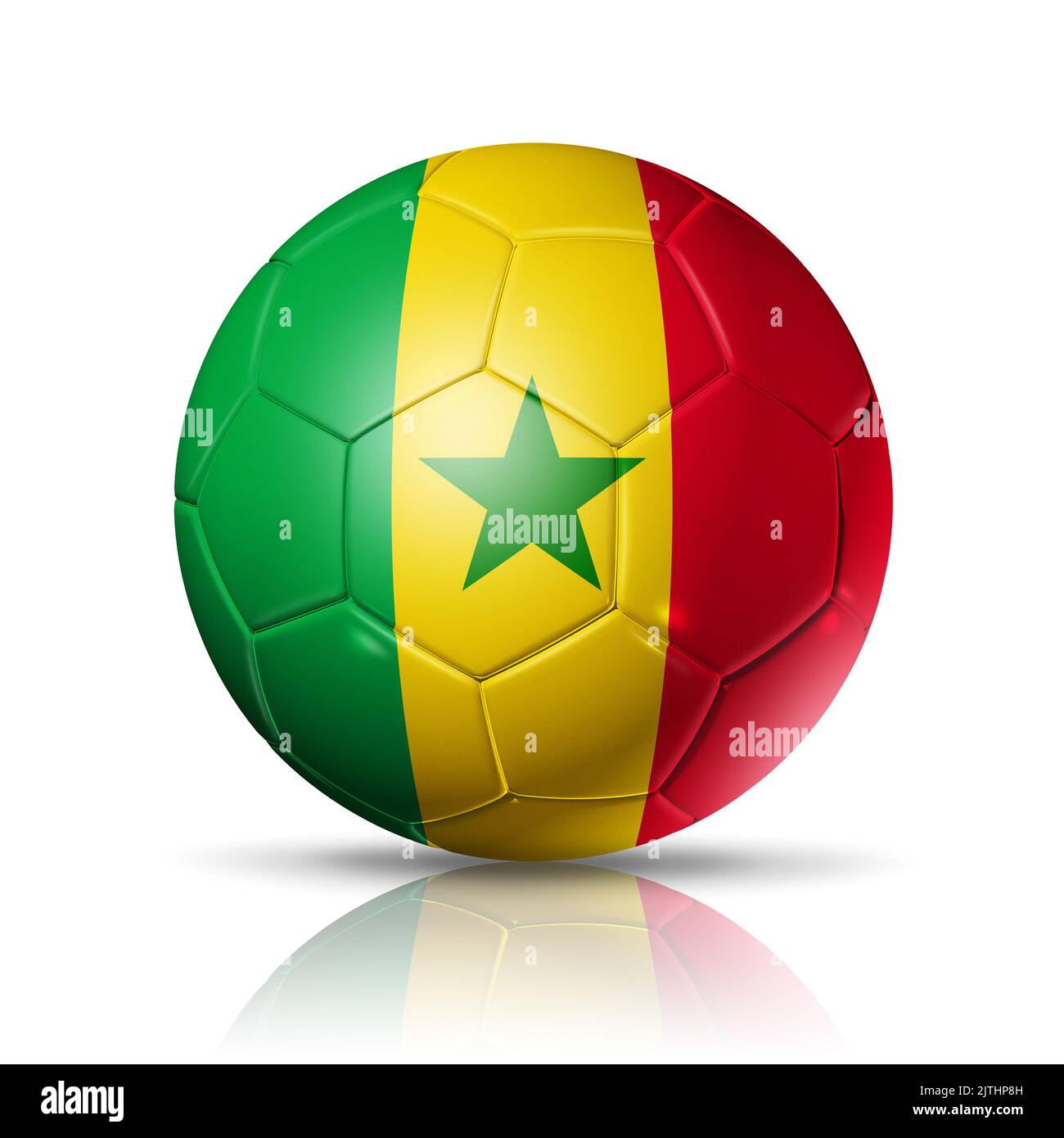 3D soccer ball with Senegal team flag. isolated on white with clipping