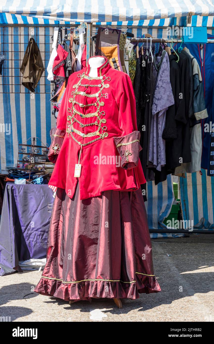 Ladies Steampunk outfit for sale at Lincoln Steampunk Festival Lincoln 2022 Stock Photo