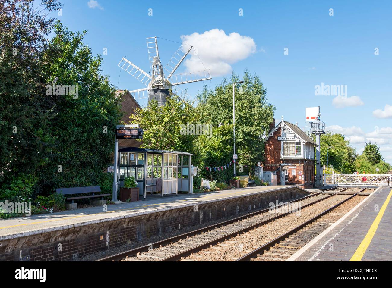 View looking West along Heckington railway station, Heckington Lincolnshire 2022 Stock Photo