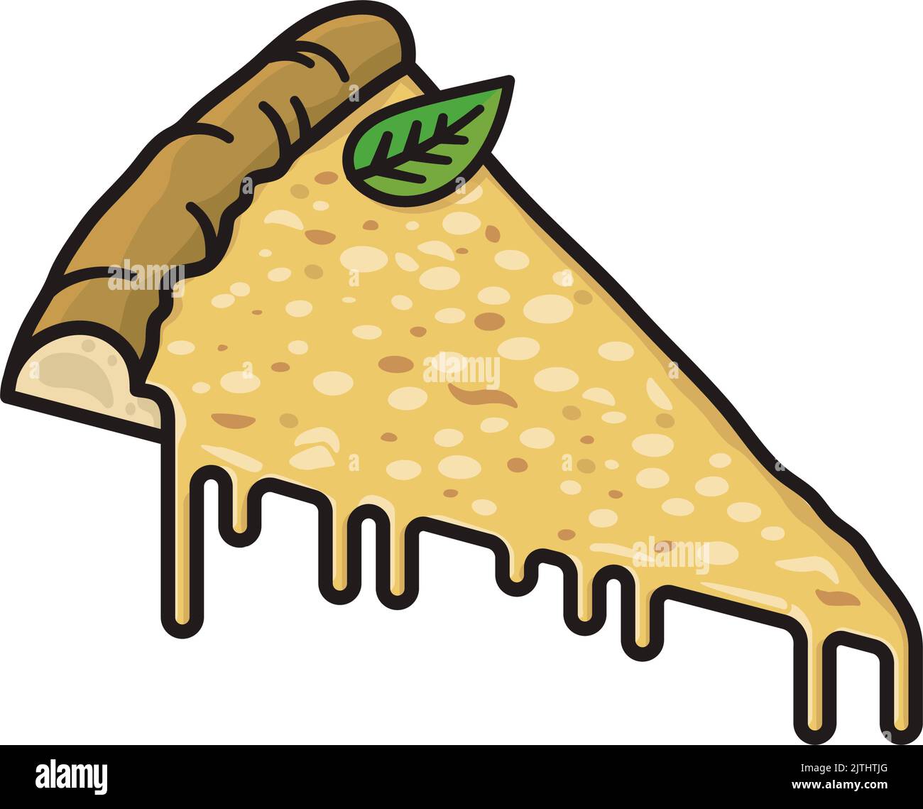 Pizza in slice filled outline style isolated vector illustration for Cheese Pizza Day on September 5 Stock Vector
