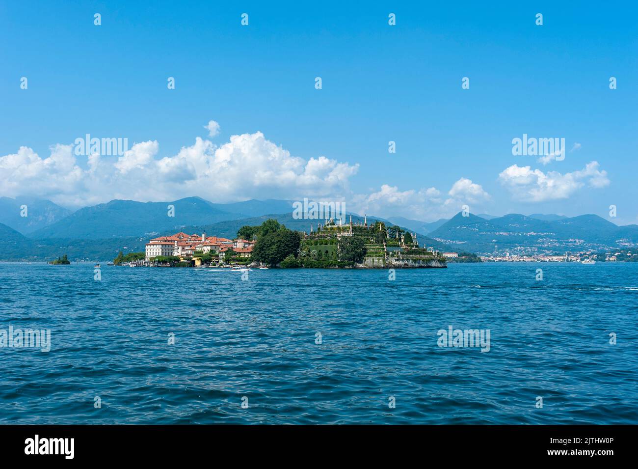 View over Lake Maggiore to Isola Bella, Stresa, Lake Maggiore, Piedmont, Italy, Europe | View over Lake Maggiore to Isola Bella by Stresa. Stresa is a Stock Photo