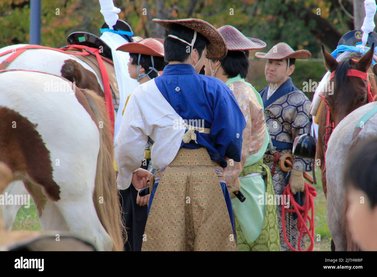 Ancient Japanese Samurai warriors and horses Stock Photo Alamy