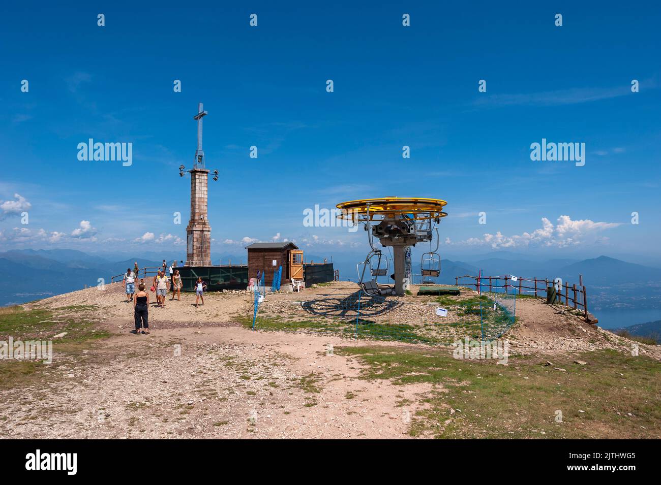 Cable car station on the top of Monte Mottarone, Stresa, Piedmont, Italy, Europe Stock Photo