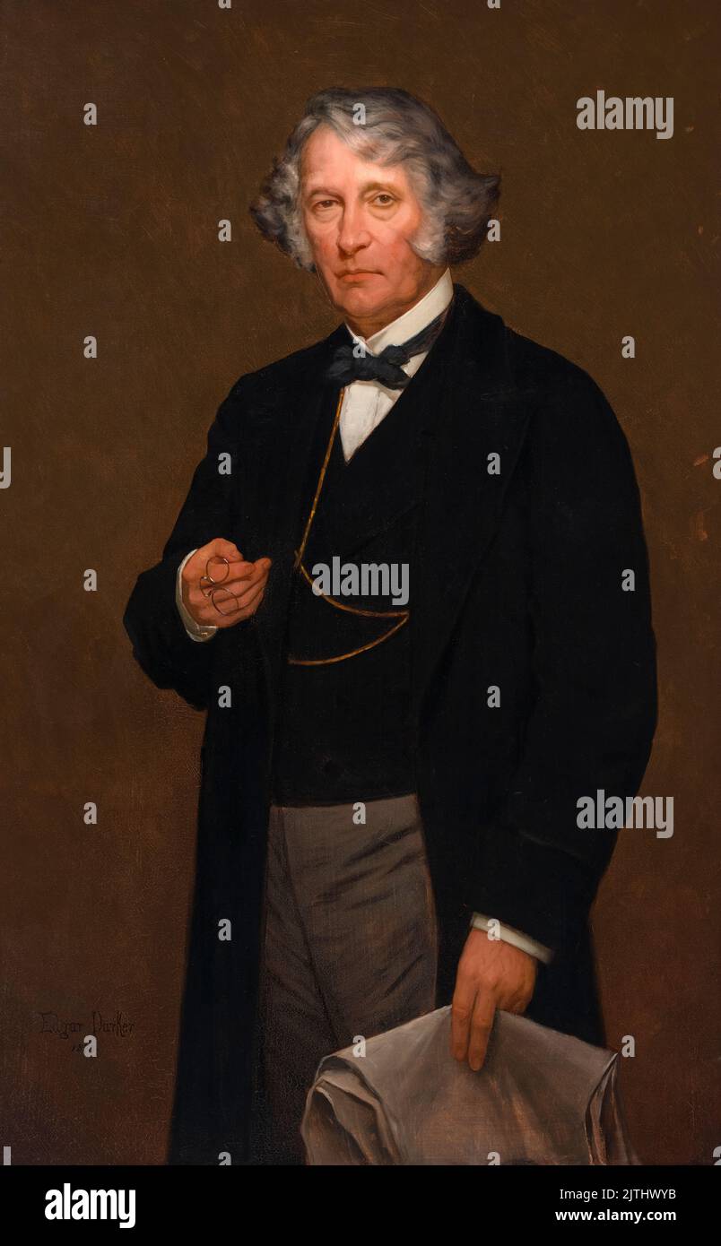 Charles Sumner (1811-1874), American statesman and United States Senator, abolitionist, leader of the Radical Republicans, portrait painting in oil on canvas by Edgar Parker, 1874 Stock Photo