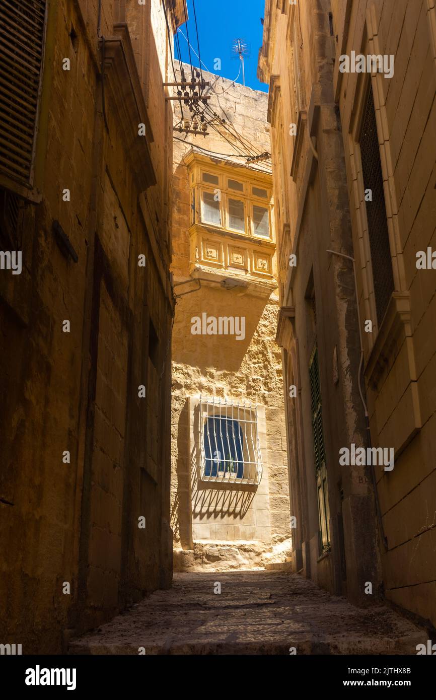 View of an ancient street in Birgu old town, one of the Three Cities of