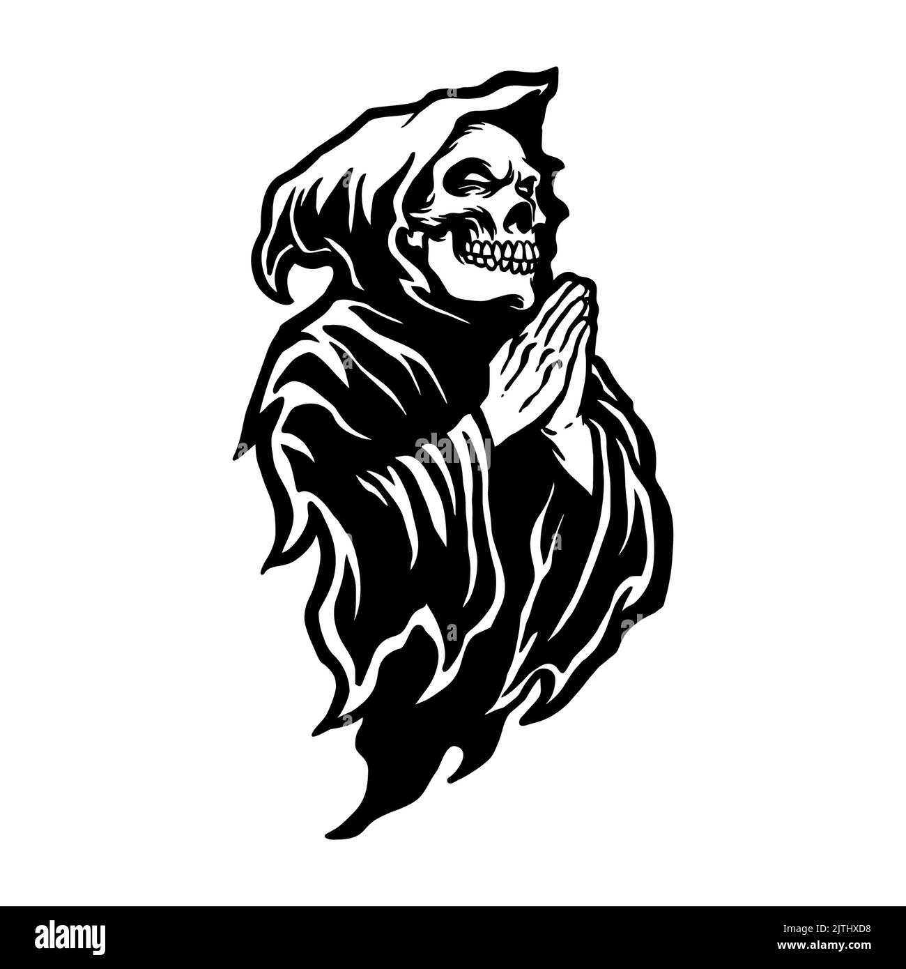 Death Grim Reaper Silhouette ClipArt Vector illustrations for your work Logo, mascot merchandise t-shirt, stickers and Label designs, poster, greeting Stock Photo
