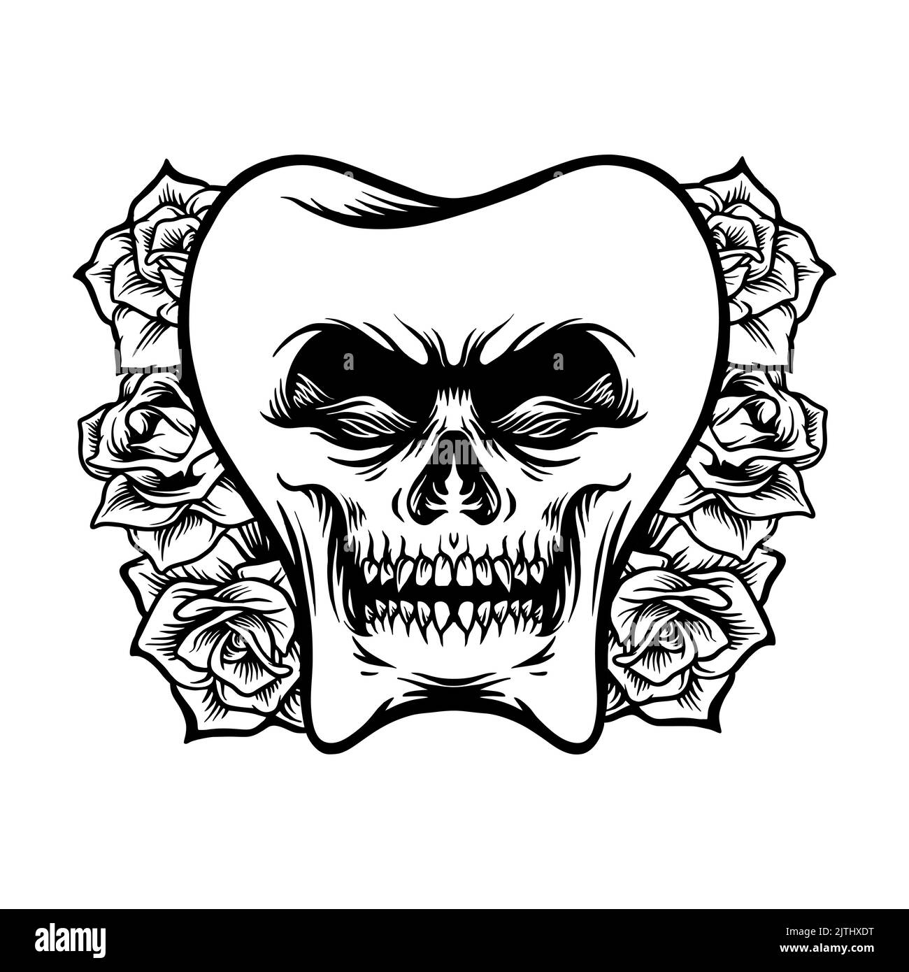 Skull rose Black and White Stock Photos & Images - Alamy