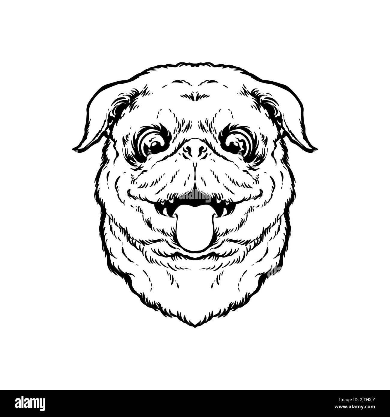Dog Pug Face Silhouette Vector illustrations for your work Logo, mascot merchandise t-shirt, stickers and Label designs, poster, greeting cards advert Stock Photo
