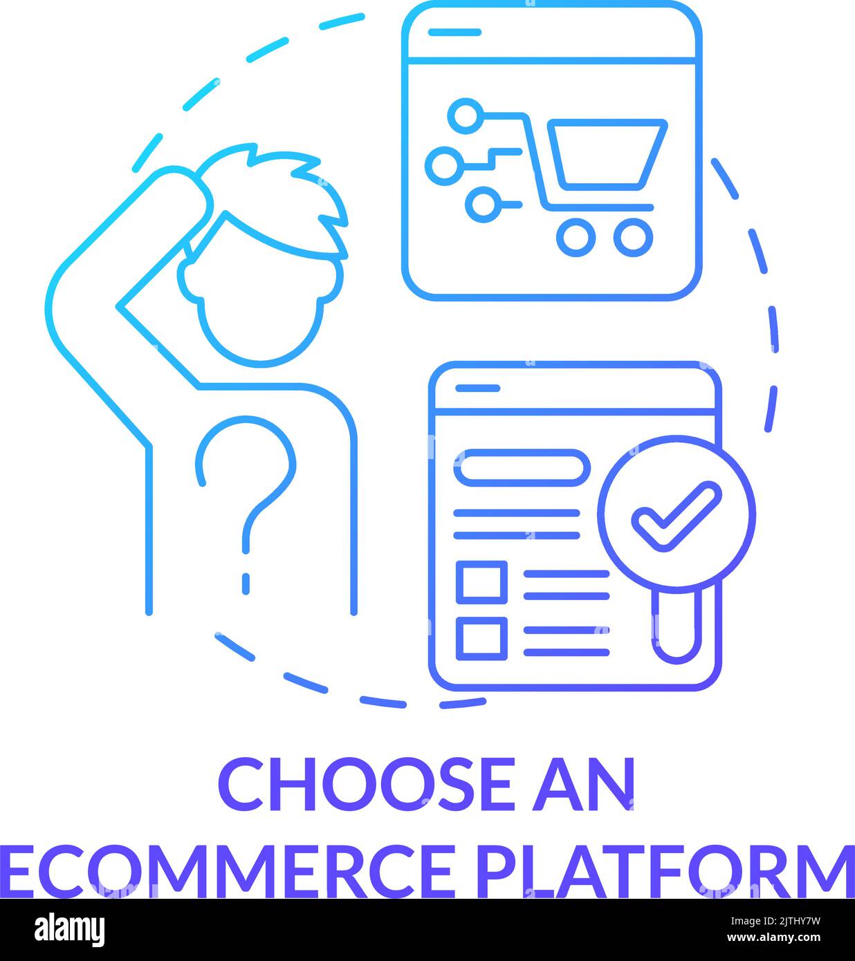Choose ecommerce platform blue gradient concept icon Stock Vector