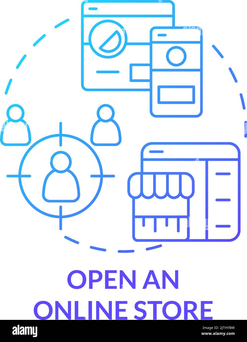 Open online store blue gradient concept icon Stock Vector