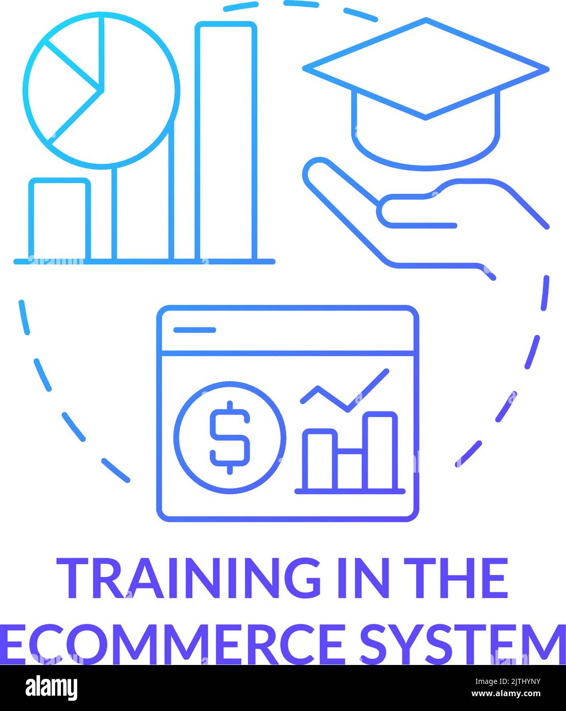 Training in ecommerce system blue gradient concept icon Stock Vector