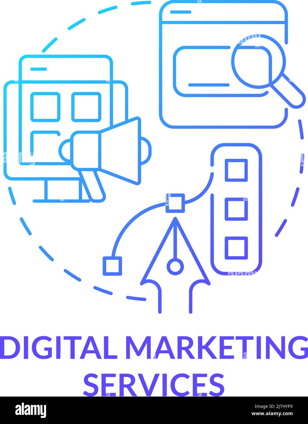 Digital marketing services blue gradient concept icon Stock Vector