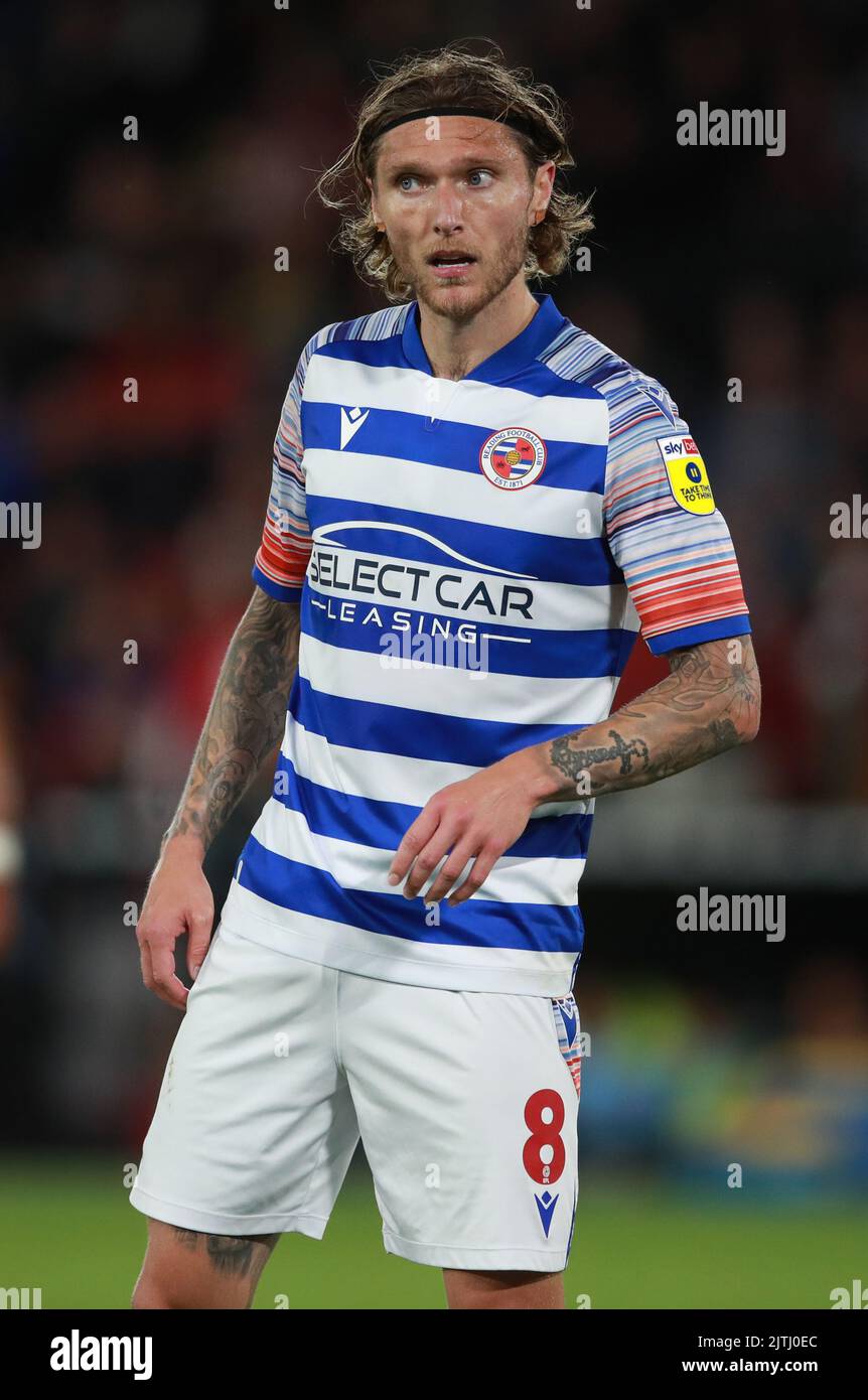 Sheffield, England, 30th August 2022.   Jeff Hendrick of Reading  during the Sky Bet Championship match at Bramall Lane, Sheffield. Picture credit should read: Simon Bellis / Sportimage Stock Photo
