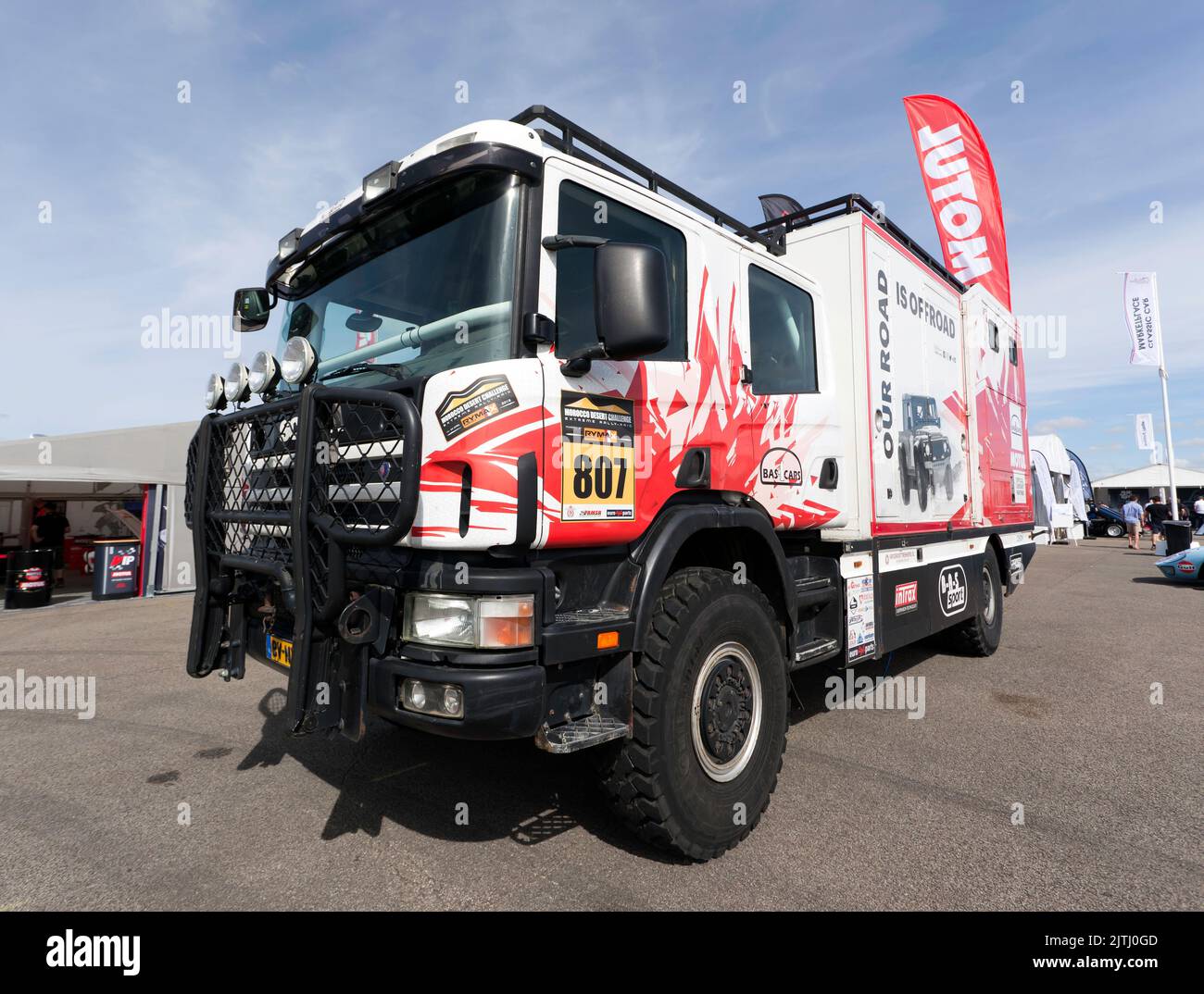 Truck Number 807, from the 2018, Morocco Desert Challenge, on display at the 2022 Silverstone Classic Stock Photo