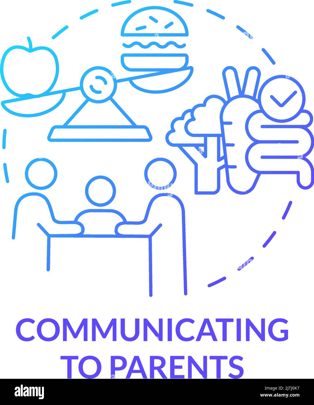 Communicating to parents blue gradient concept icon Stock Vector