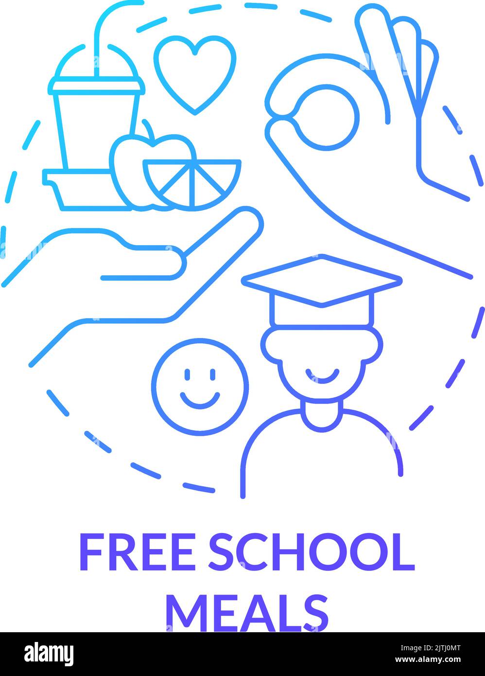 Free school meals blue gradient concept icon stock vector image art