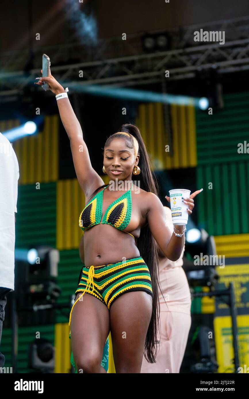 Indiyah from Love Island at Notting Hill Carnival this past Sunday Stock Photo