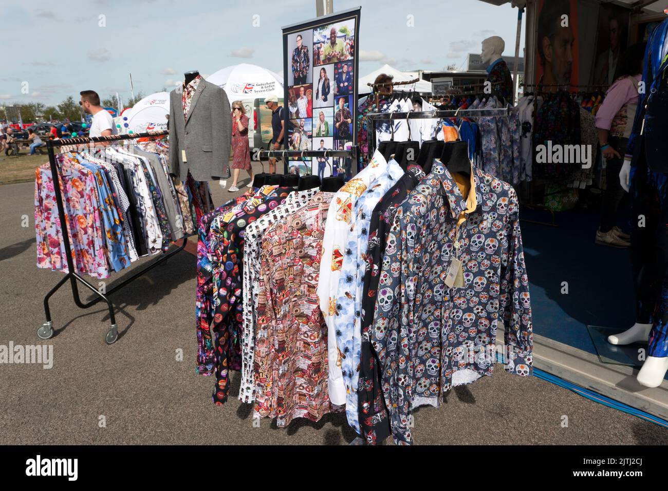 Outside view of Claudio Lugli's Fashion Stall, located at the 2022 Silverstone Classic Stock Photo