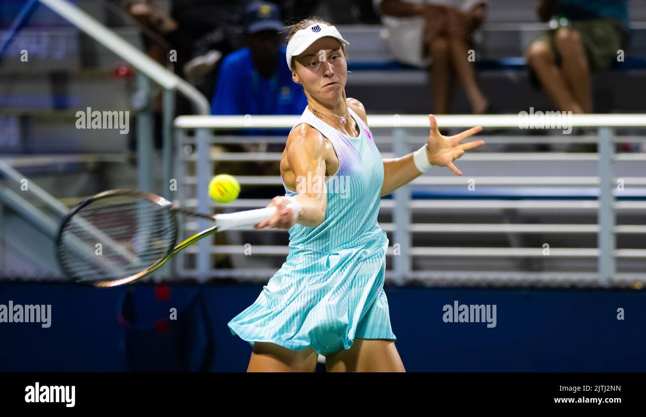 New York, United States. 30th Aug, 2022. Liudmila Samsonova of Russia in action against Sara Bejlek of the Czech Republic during the first round of the US Open 2022, Grand Slam tennis tournament on August 29, 2022 at USTA National Tennis Center in New York, United States - Photo: Rob Prange/DPPI/LiveMedia Credit: Independent Photo Agency/Alamy Live News Stock Photo