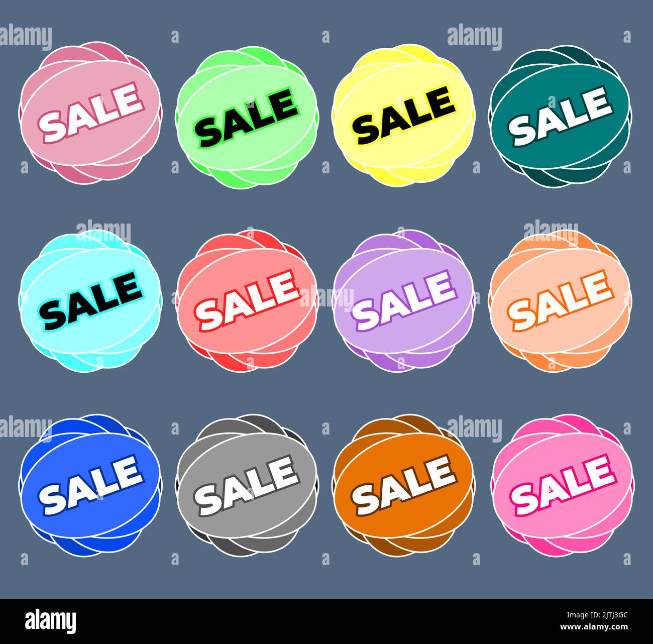 Sale text vector collection of bright discount bubble tags, banners and ...