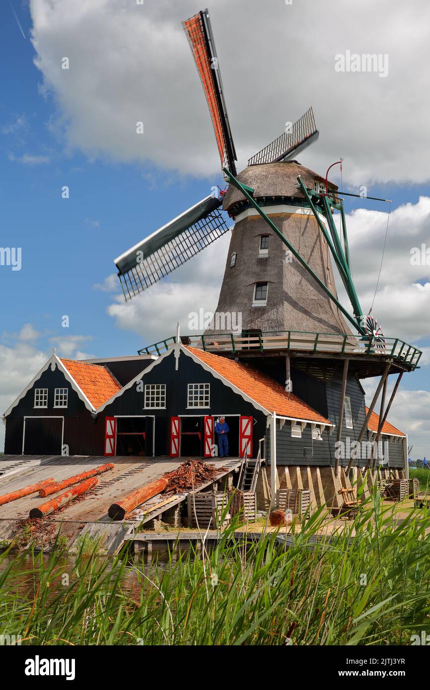 IJLST, NETHERLANDS - July 16, 2022: Windmill De Rat (The Rat) in IJlst, Friesland Stock Photo