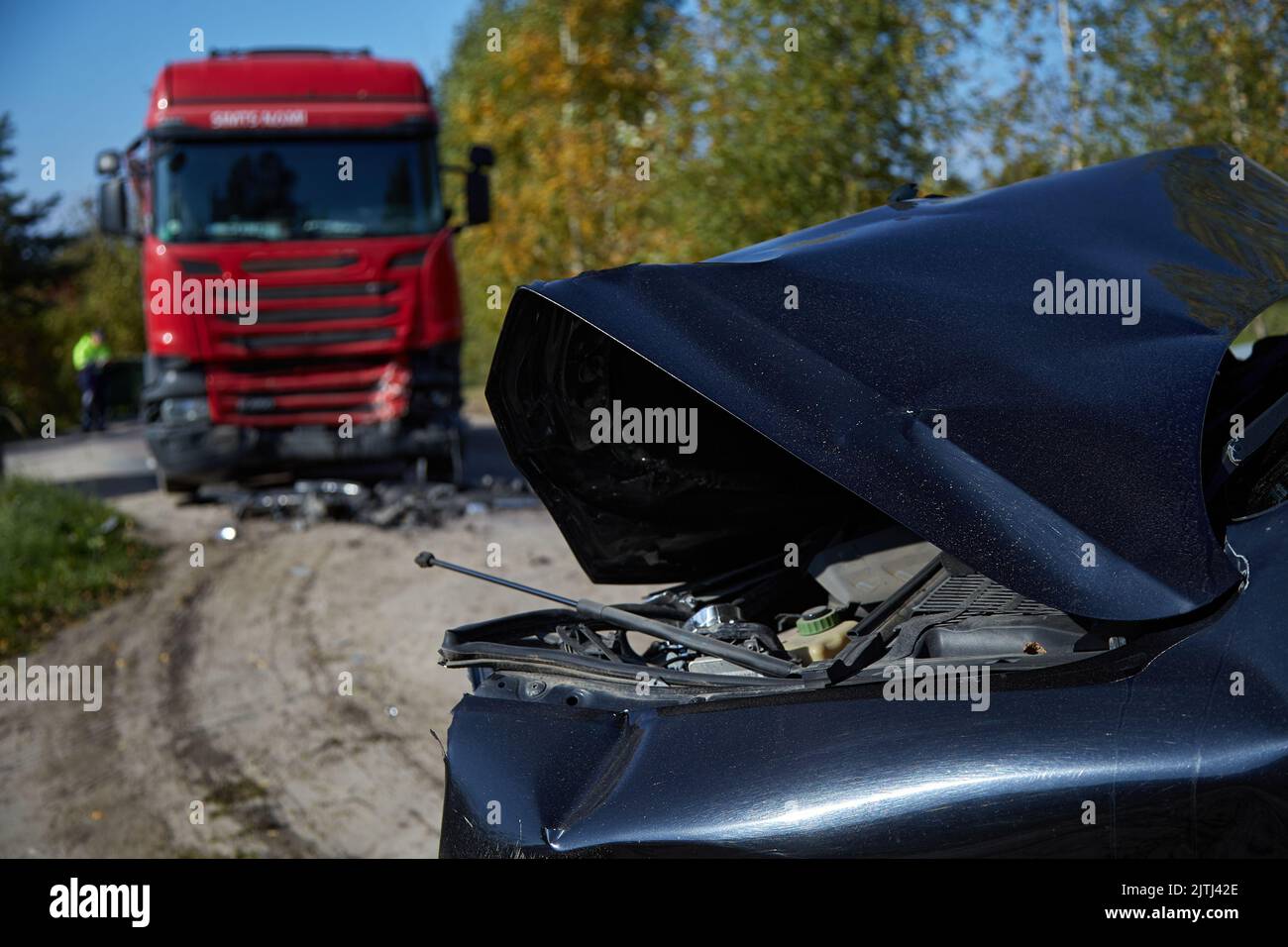 September 30, 2021, Riga, Latvia: car accident on a road, car after a ...