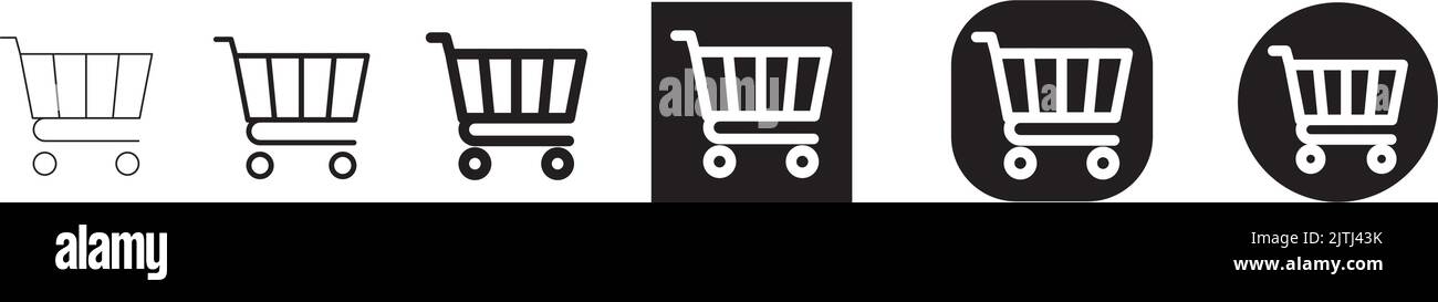 A vector of black shopping cart icons on a white background Stock ...