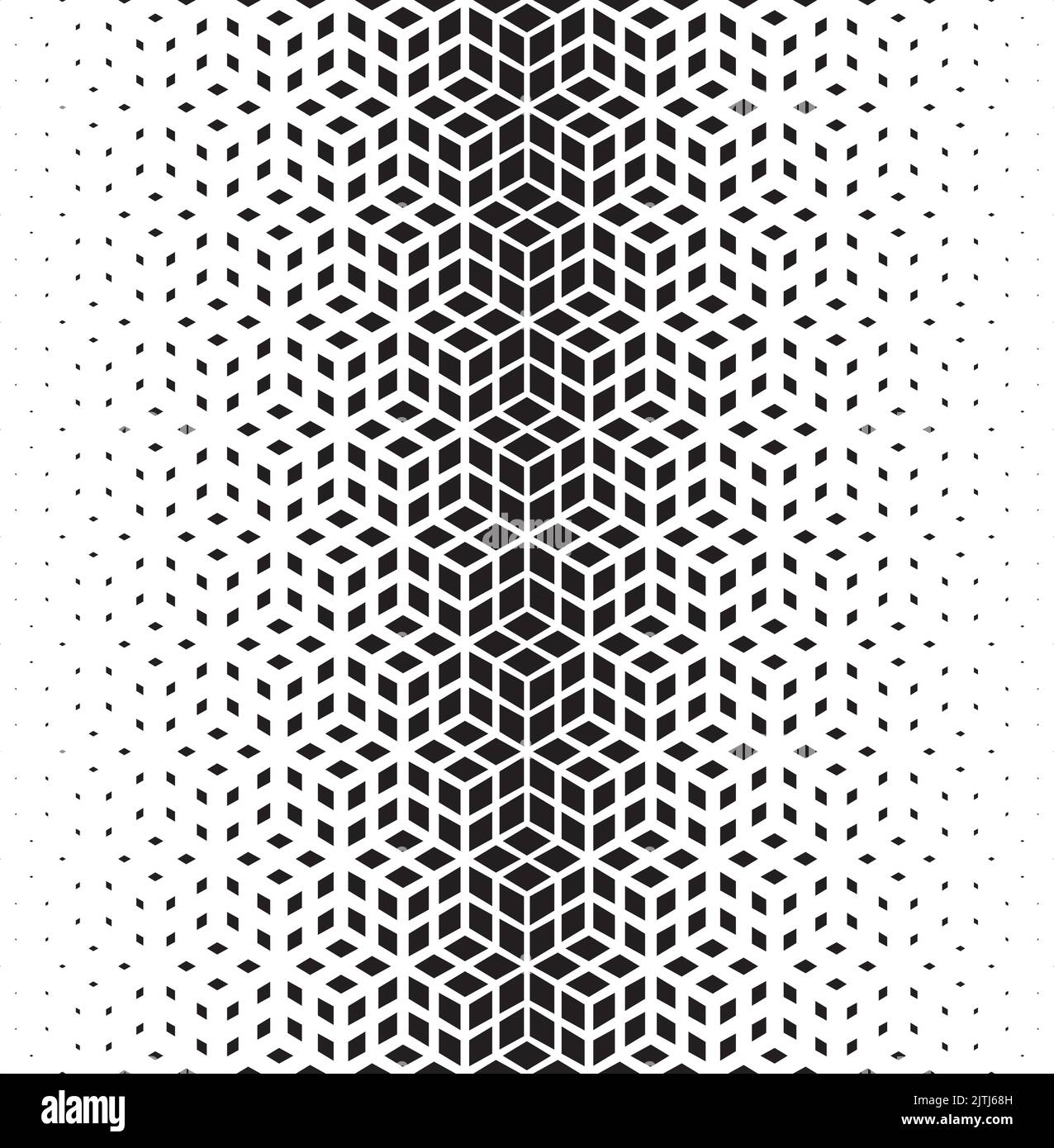 Geometric pattern of black diamonds on a white background.Seamless in one direction.Option with two-way medium attenuation Stock Vector