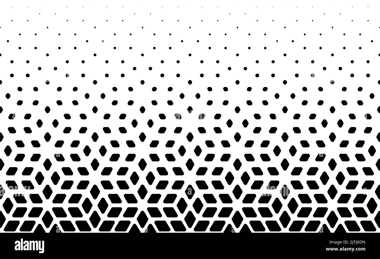 Geometric pattern of black diamonds on a white background.Seamless in one direction.Option with two-way medium attenuation.ROUNDED corners Stock Vector