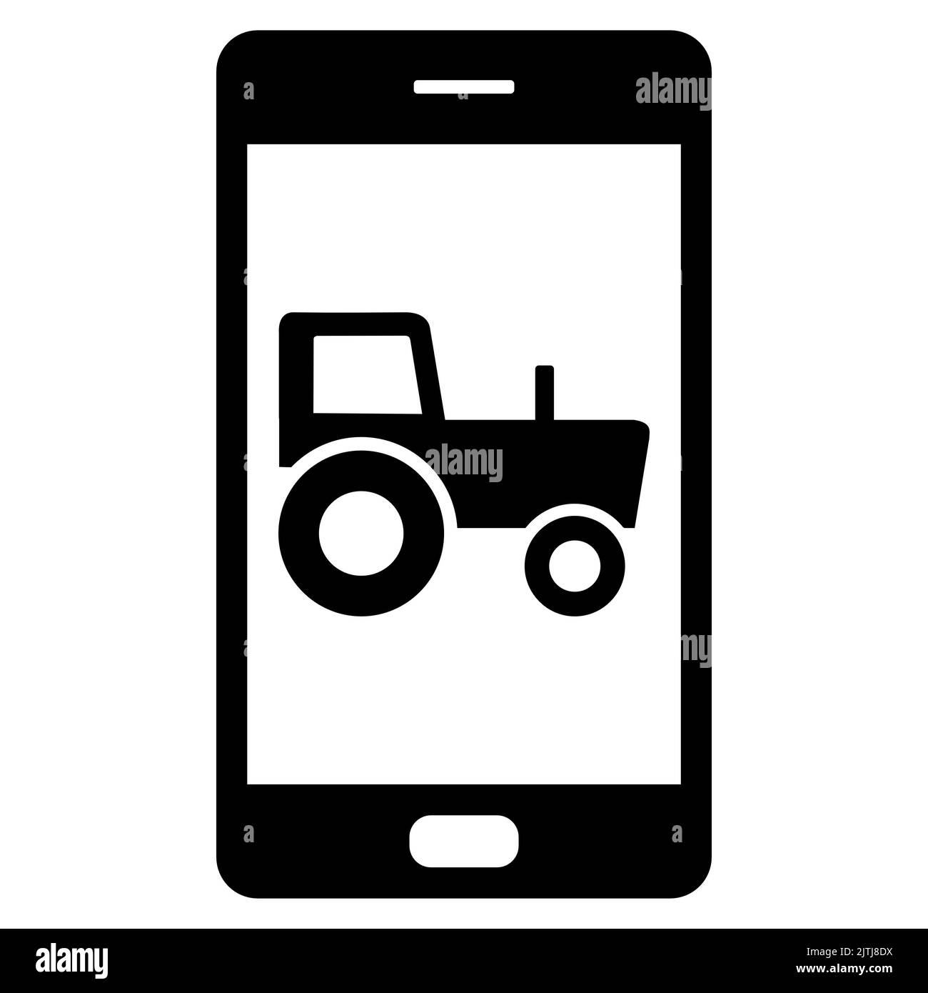 Tractor and smartphone Stock Photo