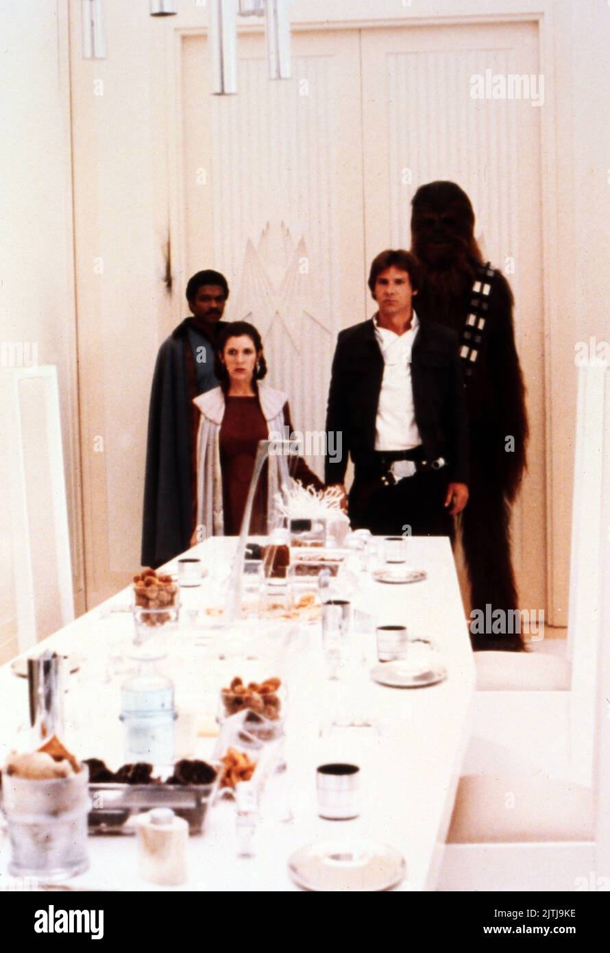 The Empire Strikes Back, aka Star Wars Episode V - Das Imperium schlägt zurück, USA 1980, Regie: Irvin Kershner, Darsteller: Billy Dee Williams als Lando Calrissian, Carrie Fisher und Harrison Ford Stock Photo