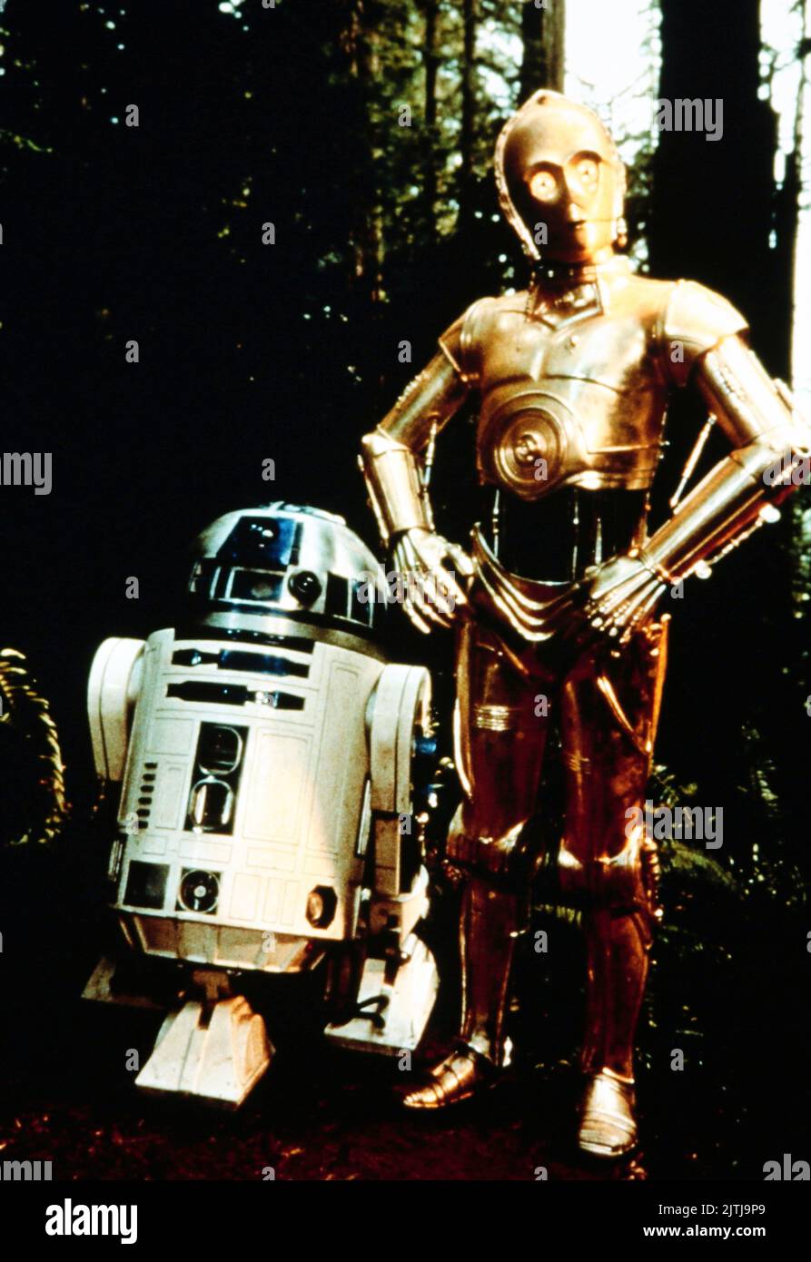 Star Wars, aka Krieg der Sterne, USA 1977, Regie: George Lucas, Charaktere: R2-D2, C-3PO Stock Photo