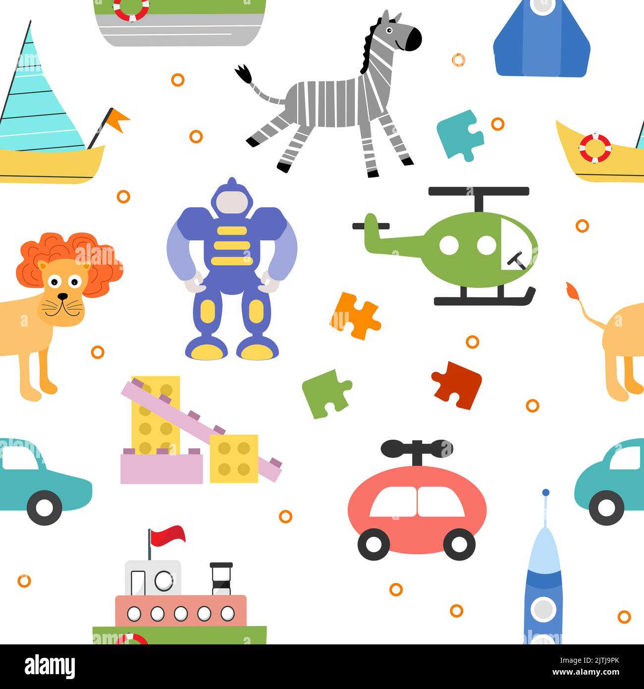 Vector seamless pattern Kid toys Illustration Childish background for ...