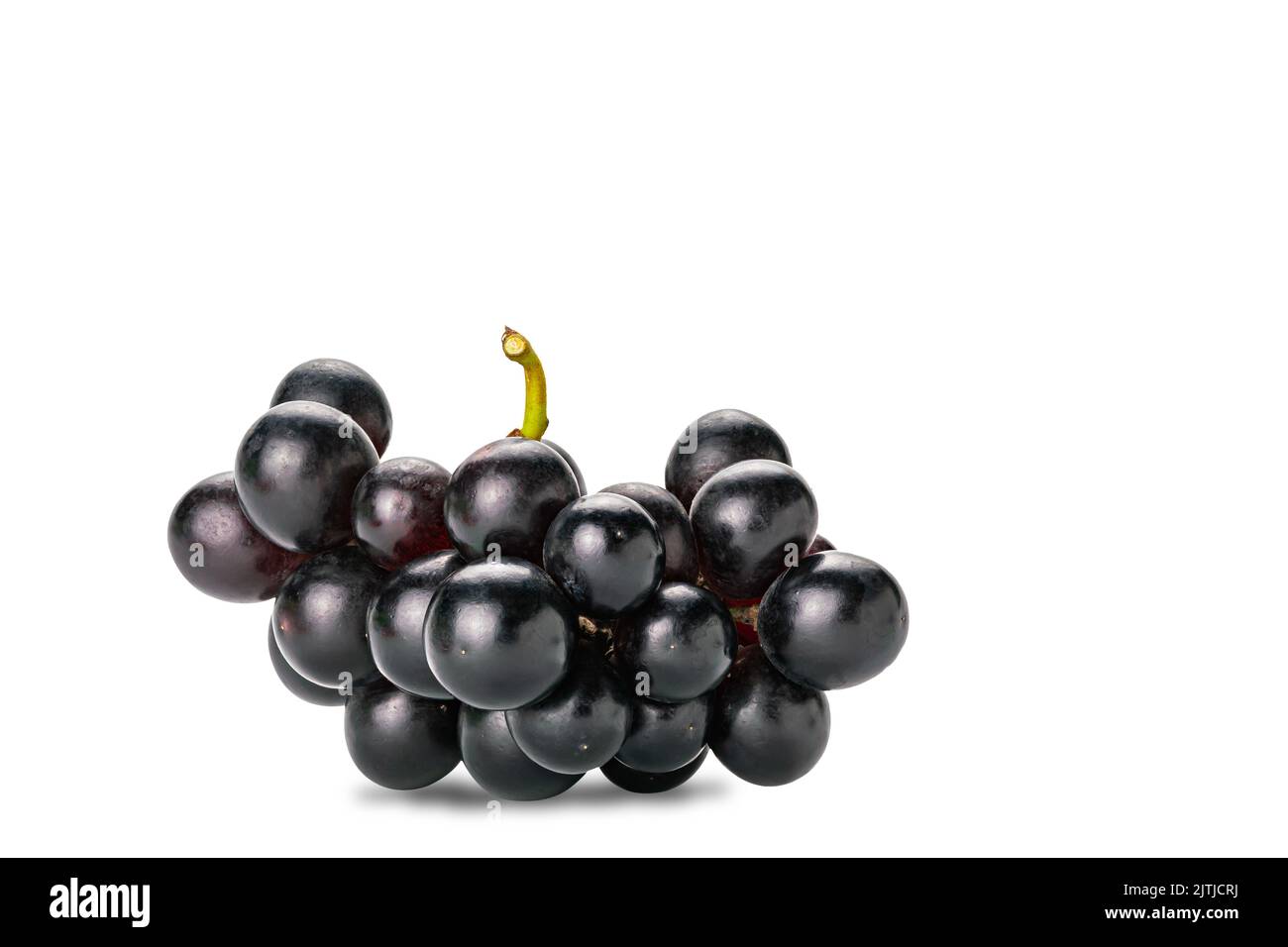 Bunch of fresh black grapes isolated on white background with clipping path. Stock Photo