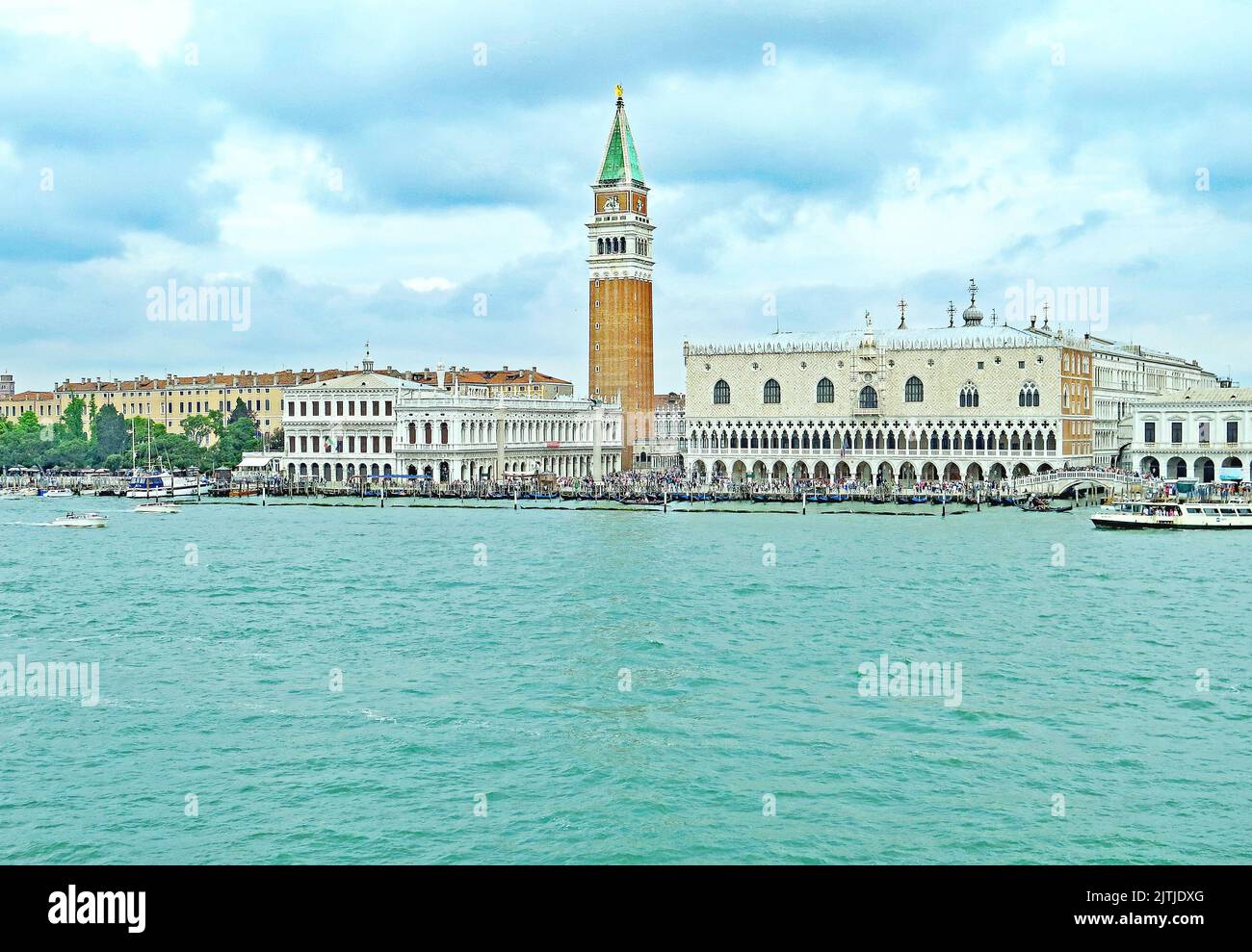 Panoramic of the city of Venice from a tour boat, Italy, Europe Stock ...