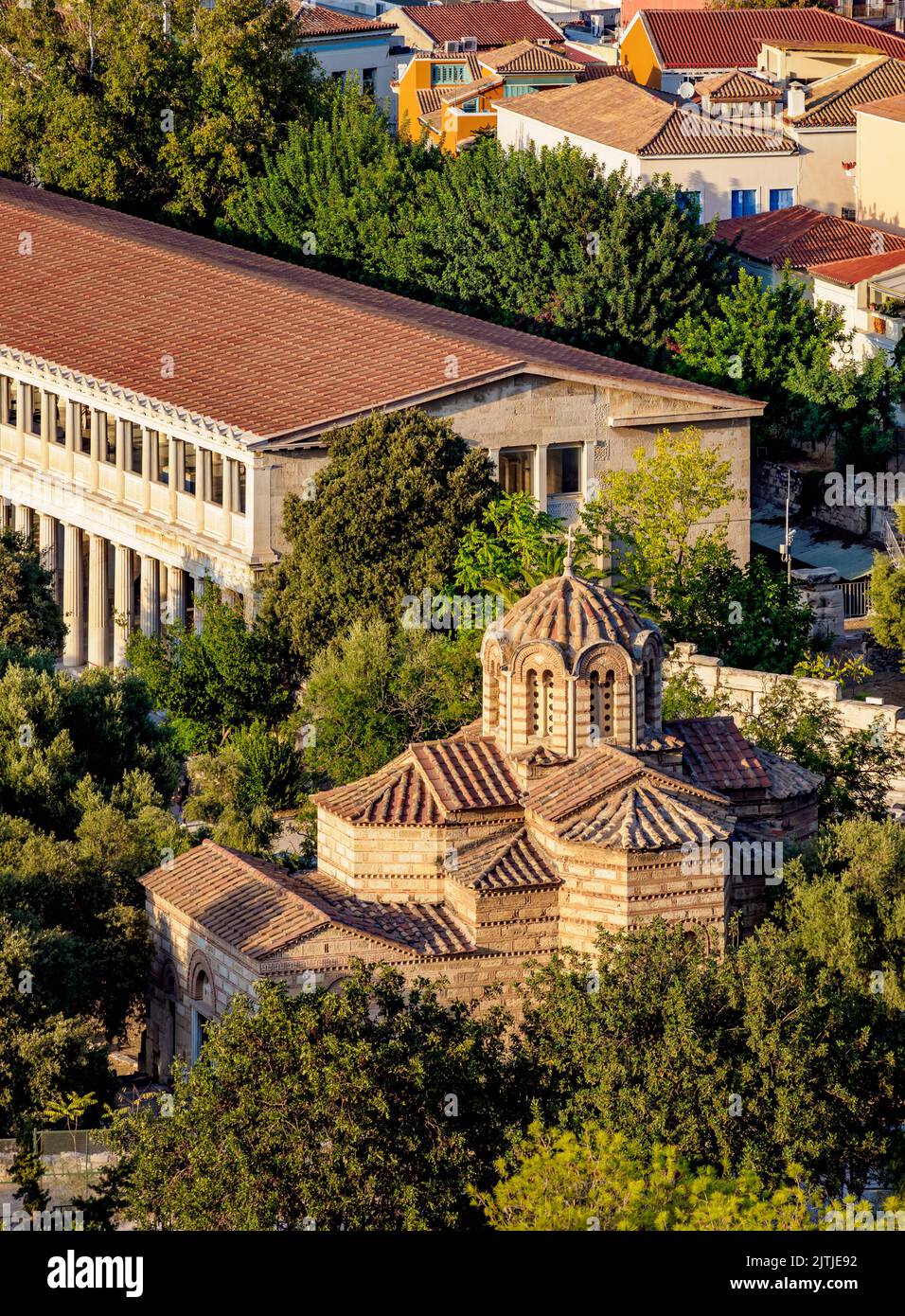 Church of the Holy Apostles of Solakis, elevated view, Ancient Agora, Athens, Attica, Greece Stock Photo