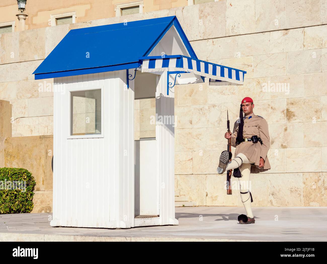 Guard in front of the Monument to the Unknown Soldier, Syntagma Square, Athens, Attica, Greece Stock Photo