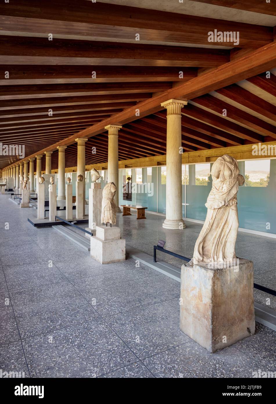 Sculptures in Stoa of Attalos, Museum of the Ancient Agora, Athens, Attica, Greece Stock Photo