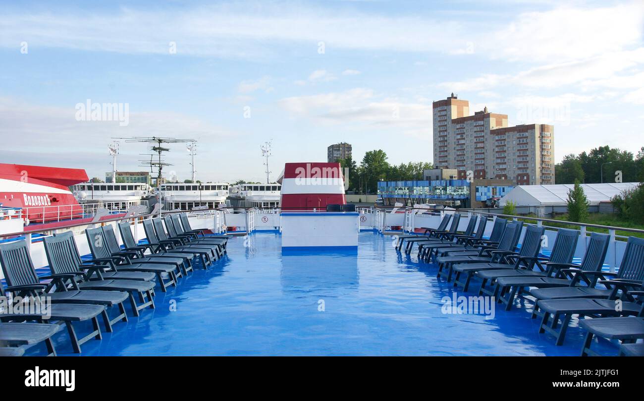 Decks of the ship of a cruise on the Volga, Saint Petersburg, Russian